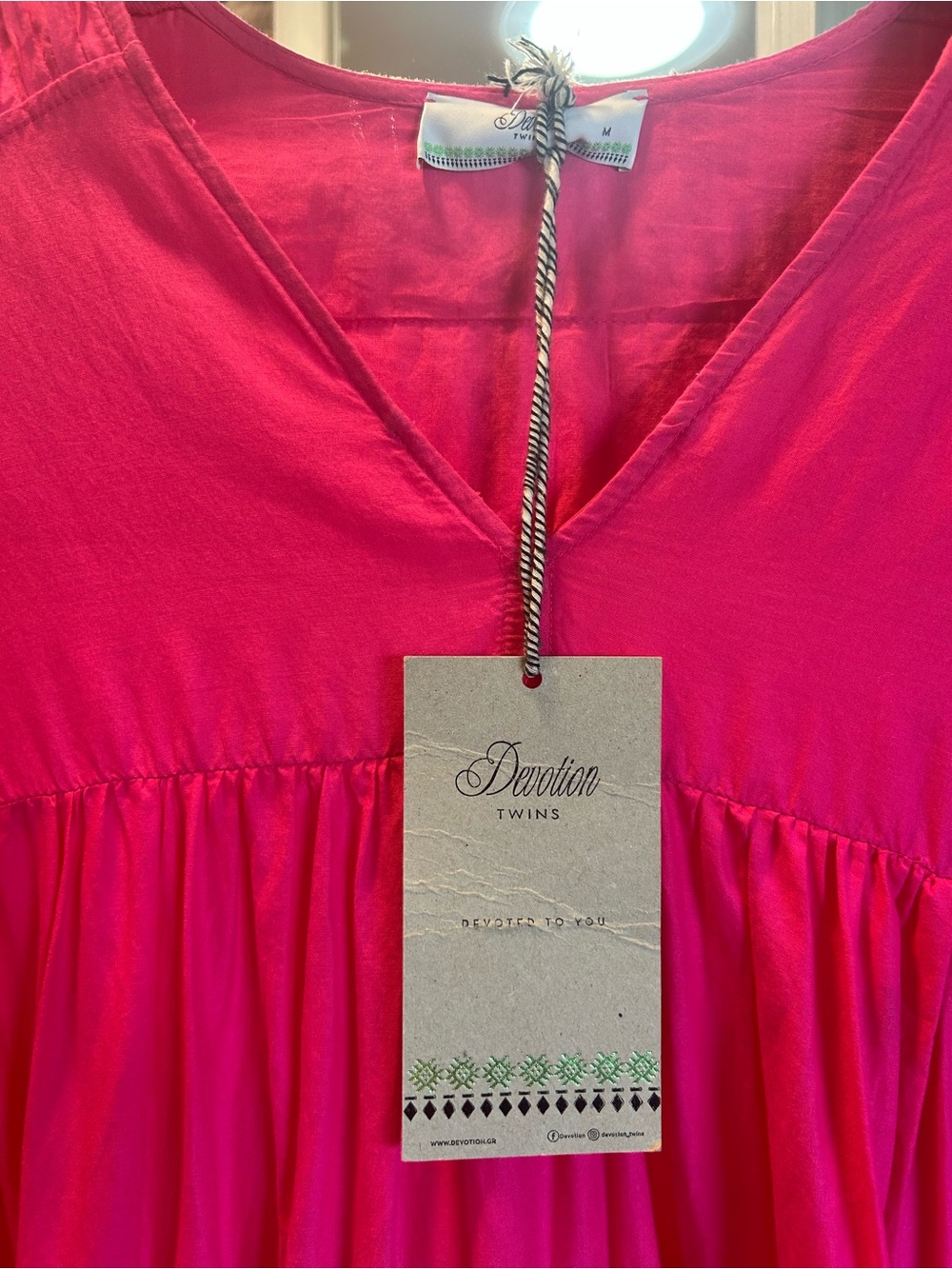 Devotion TWINS Hot Pink V-Neck Gathered Dress